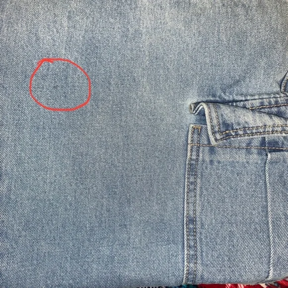 Forever 21 Cargo Denim Jeans Relaxed Straight Leg Light Blue Womens - Picture 4 of 4